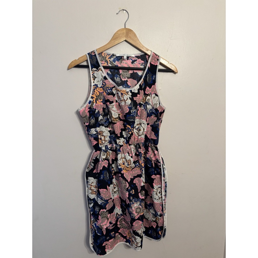 Collective Concepts Women's Neon Floral Sleeveless Dress Piping Size Small